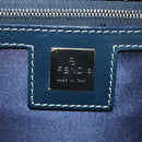 FENDI Zucchino Canvas Mamma Baguette Hand Bag Navy Silver Auth 189269V-20