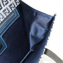 FENDI Zucchino Canvas Mamma Baguette Hand Bag Navy Silver Auth 189269V-21