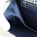 FENDI Zucchino Canvas Mamma Baguette Hand Bag Navy Silver Auth 189269V-22