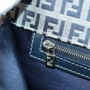 FENDI Zucchino Canvas Mamma Baguette Hand Bag Navy Silver Auth 189269V-23