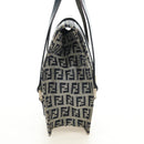 FENDI Zucchino Canvas Mamma Baguette Hand Bag Navy Silver Auth 189269V-4