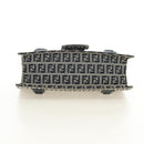 FENDI Zucchino Canvas Mamma Baguette Hand Bag Navy Silver Auth 189269V-5