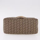 FENDI Zucchino Canvas Mamma Baguette Shoulder Bag Beige Silver Auth 189270A-10