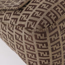FENDI Zucchino Canvas Mamma Baguette Shoulder Bag Beige Silver Auth 189270A-11