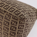 FENDI Zucchino Canvas Mamma Baguette Shoulder Bag Beige Silver Auth 189270A-14
