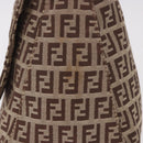 FENDI Zucchino Canvas Mamma Baguette Shoulder Bag Beige Silver Auth 189270A-5