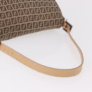 FENDI Zucchino Canvas Mamma Baguette Shoulder Bag Beige Silver Auth 189270A-8