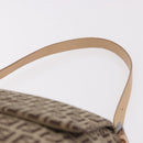 FENDI Zucchino Canvas Mamma Baguette Shoulder Bag Beige Silver Auth 189270A-9