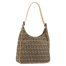 FENDI Zucchino Canvas Shoulder Bag Beige Auth 189271-1