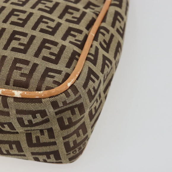 FENDI Zucchino Canvas Shoulder Bag Beige Auth 189271