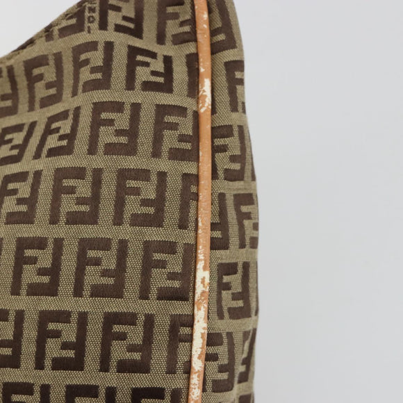 FENDI Zucchino Canvas Shoulder Bag Beige Auth 189271