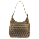 FENDI Zucchino Canvas Shoulder Bag Beige Auth 189271-13