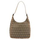 FENDI Zucchino Canvas Shoulder Bag Beige Auth 189271-2