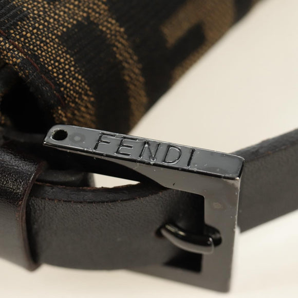FENDI Zucca Canvas Mamma Baguette Shoulder Bag Black Brown Auth 189272V