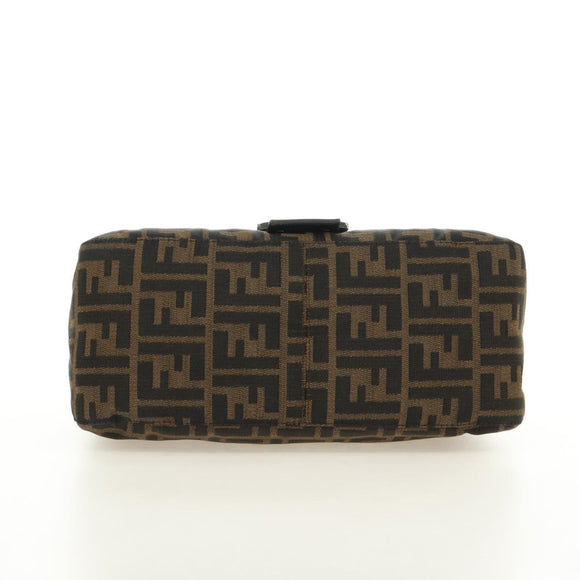 FENDI Zucca Canvas Mamma Baguette Shoulder Bag Black Brown Auth 189272V