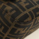 FENDI Zucca Canvas Mamma Baguette Shoulder Bag Black Brown Auth 189272V-17