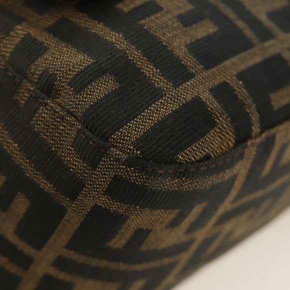 FENDI Zucca Canvas Mamma Baguette Shoulder Bag Black Brown Auth 189272V
