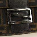 FENDI Zucca Canvas Mamma Baguette Shoulder Bag Black Brown Auth 189272V-9