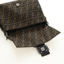 FENDI Zucca Canvas Mamma Baguette Shoulder Bag Black Brown Auth 189272V-21