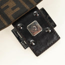 FENDI Zucca Canvas Mamma Baguette Shoulder Bag Black Brown Auth 189272V-22