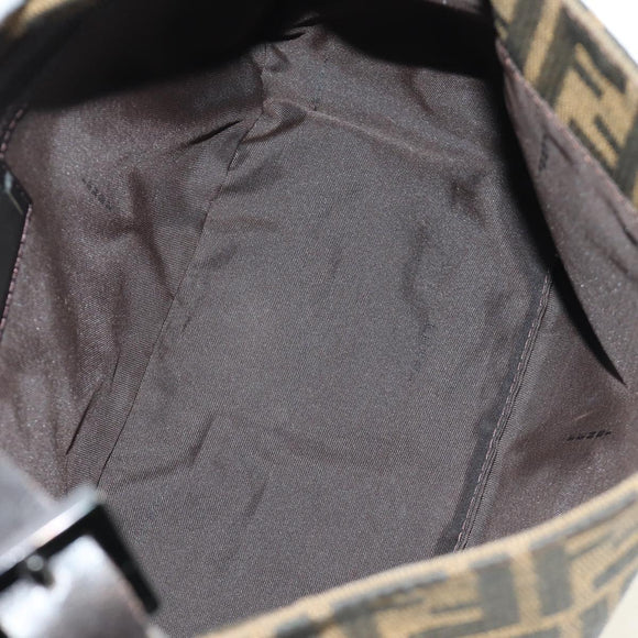 FENDI Zucca Canvas Mamma Baguette Shoulder Bag Black Brown Auth 189272V