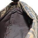 FENDI Zucca Canvas Mamma Baguette Shoulder Bag Black Brown Auth 189272V-25