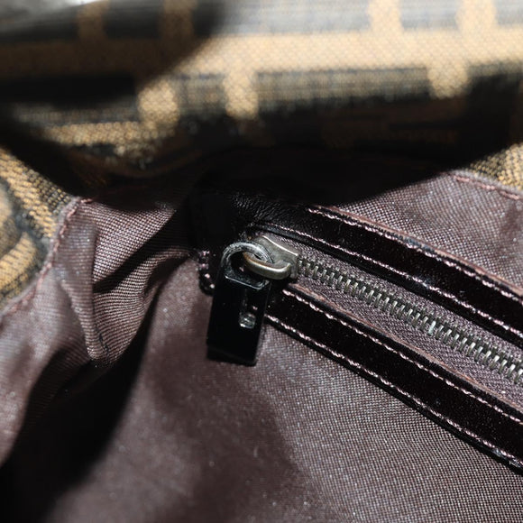 FENDI Zucca Canvas Mamma Baguette Shoulder Bag Black Brown Auth 189272V