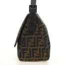 FENDI Zucca Canvas Mamma Baguette Shoulder Bag Black Brown Auth 189272V-3