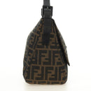 FENDI Zucca Canvas Mamma Baguette Shoulder Bag Black Brown Auth 189272V-4