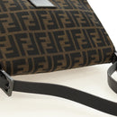 FENDI Zucca Canvas Mamma Baguette Shoulder Bag Black Brown Auth 189272V-14