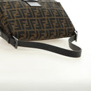 FENDI Zucca Canvas Mamma Baguette Shoulder Bag Black Brown Auth 189272V-6