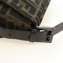 FENDI Zucca Canvas Mamma Baguette Shoulder Bag Black Brown Auth 189272V-8