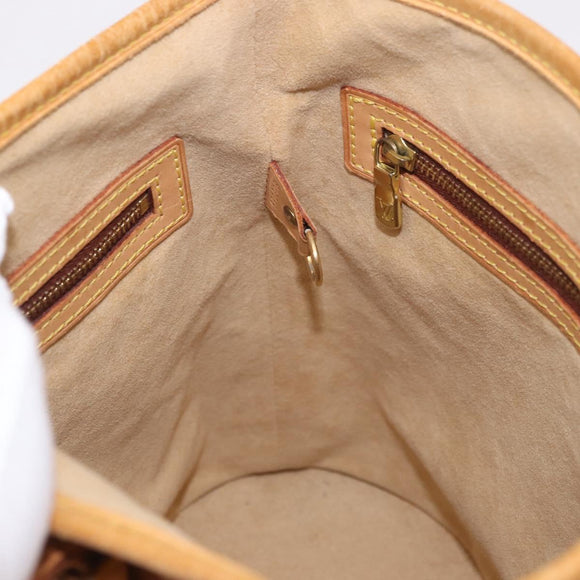 LOUIS VUITTON Nomad leather Bucket PM Shoulder Bag Beige M85001 LV Auth 189289