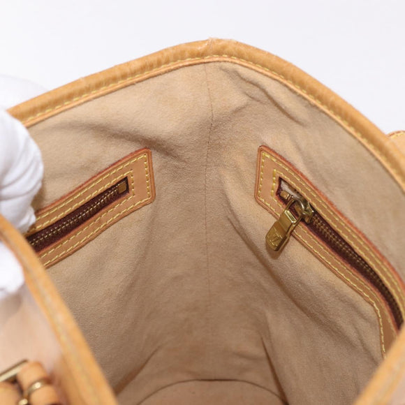 LOUIS VUITTON Nomad leather Bucket PM Shoulder Bag Beige M85001 LV Auth 189289