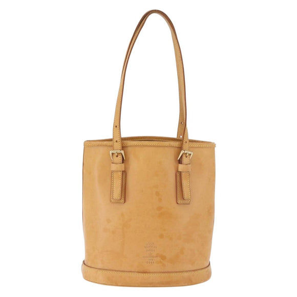 LOUIS VUITTON Nomad leather Bucket PM Shoulder Bag Beige M85001 LV Auth 189289