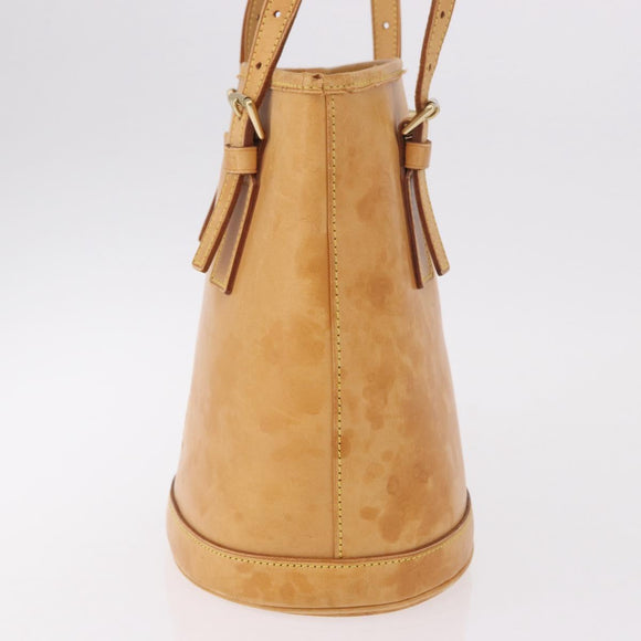 LOUIS VUITTON Nomad leather Bucket PM Shoulder Bag Beige M85001 LV Auth 189289