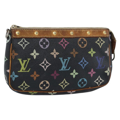LOUIS VUITTON Multicolor Pochette Accessoires Pouch Black M92648 LV Auth 189291