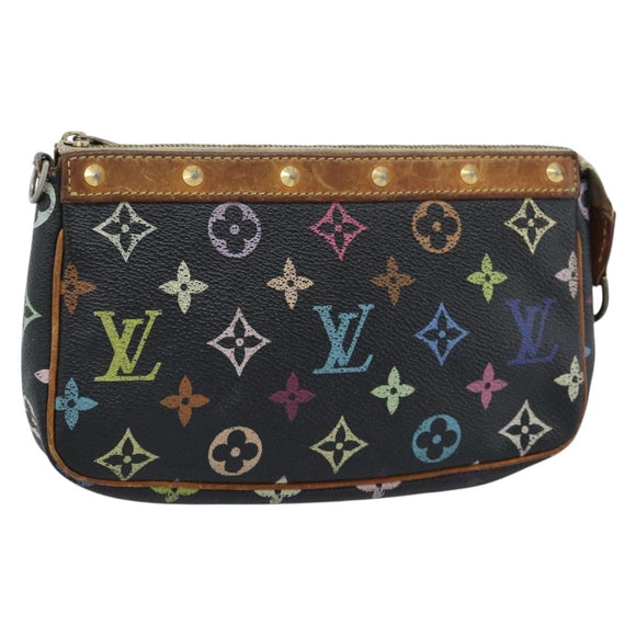 LOUIS VUITTON Multicolor Pochette Accessoires Pouch Black M92648 LV Auth 189291