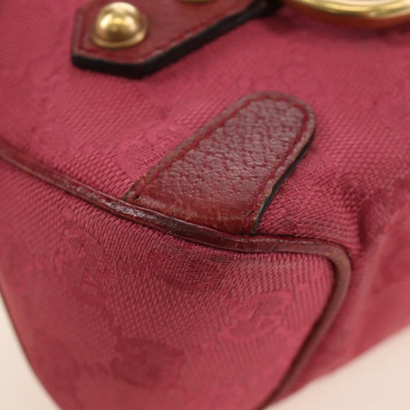 GUCCI GG Canvas Horsebit Hand Bag Pink Gold 120984 Auth 189295V