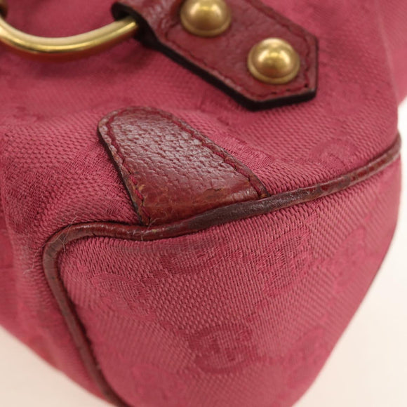 GUCCI GG Canvas Horsebit Hand Bag Pink Gold 120984 Auth 189295V