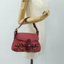 GUCCI GG Canvas Horsebit Hand Bag Pink Gold 120984 Auth 189295V-25