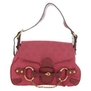 GUCCI GG Canvas Horsebit Hand Bag Pink Gold 120984 Auth 189295V-13