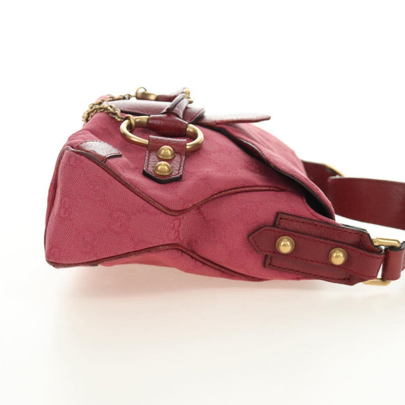GUCCI GG Canvas Horsebit Hand Bag Pink Gold 120984 Auth 189295V