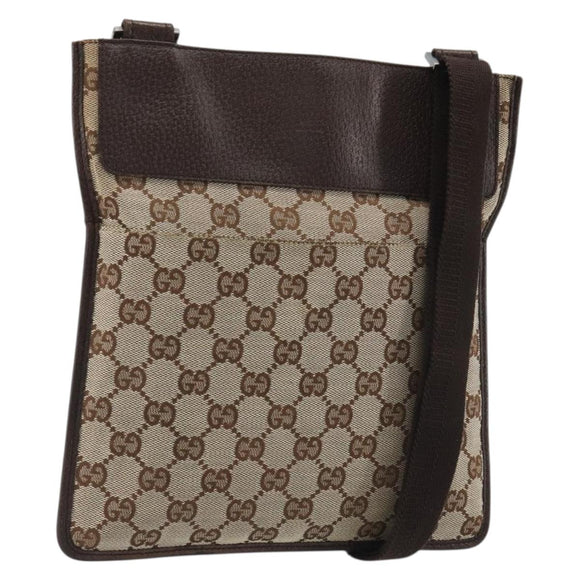GUCCI GG Canvas Shoulder Bag Beige Silver 27639 Auth 189298A