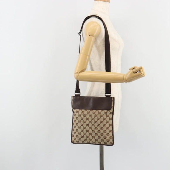 GUCCI GG Canvas Shoulder Bag Beige Silver 27639 Auth 189298A