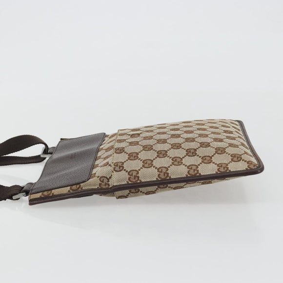 GUCCI GG Canvas Shoulder Bag Beige Silver 27639 Auth 189298A