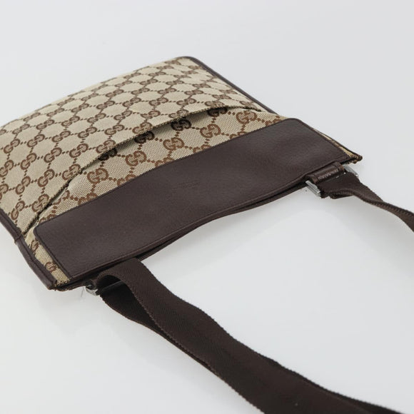 GUCCI GG Canvas Shoulder Bag Beige Silver 27639 Auth 189298A