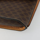 CELINE Macadam Canvas Medallion Shoulder Bag PVC Leather Brown Gold Auth 189300-9
