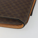 CELINE Macadam Canvas Medallion Shoulder Bag PVC Leather Brown Gold Auth 189300-15