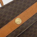 CELINE Macadam Canvas Medallion Shoulder Bag PVC Leather Brown Gold Auth 189300-17